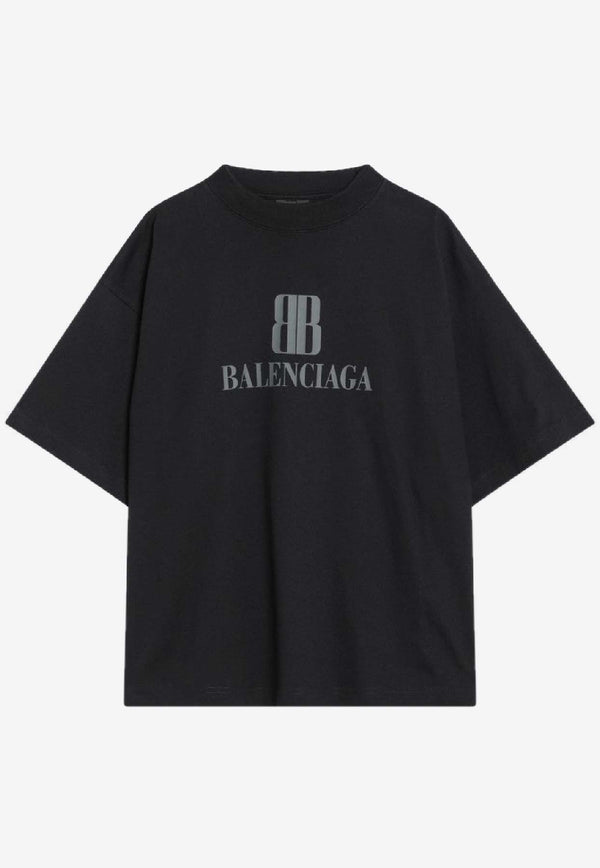 Balenciaga Nano BB Print Faded T-shirt Black 818431TSVU4/R_BALEN-1083