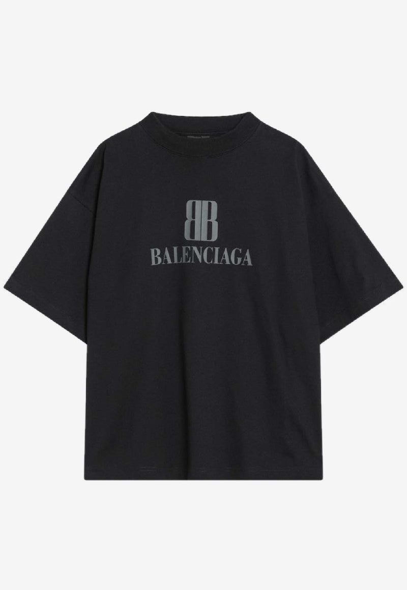 Balenciaga Nano BB Print Faded T-shirt Black 818431TSVU4/R_BALEN-1083
