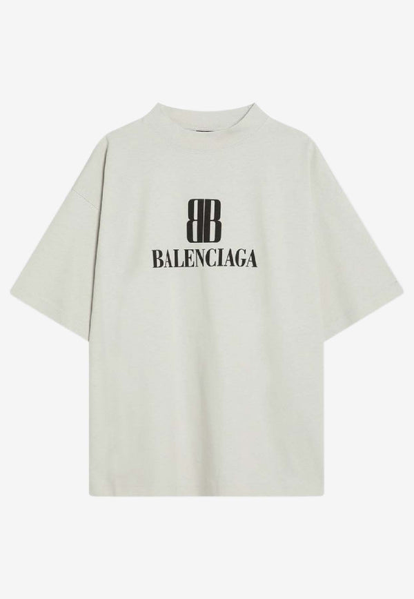Balenciaga Nano BB Print Vintage T-shirt Off-white 818431TSVU4/R_BALEN-9012