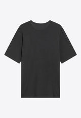 Saint Laurent Logo Embroidered Faded T-Shirt Black 818535YBHD2/R_YSL-1025