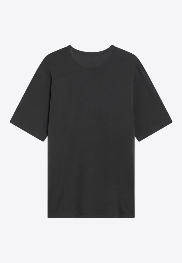Saint Laurent Logo Embroidered Faded T-Shirt Black 818535YBHD2/R_YSL-1025