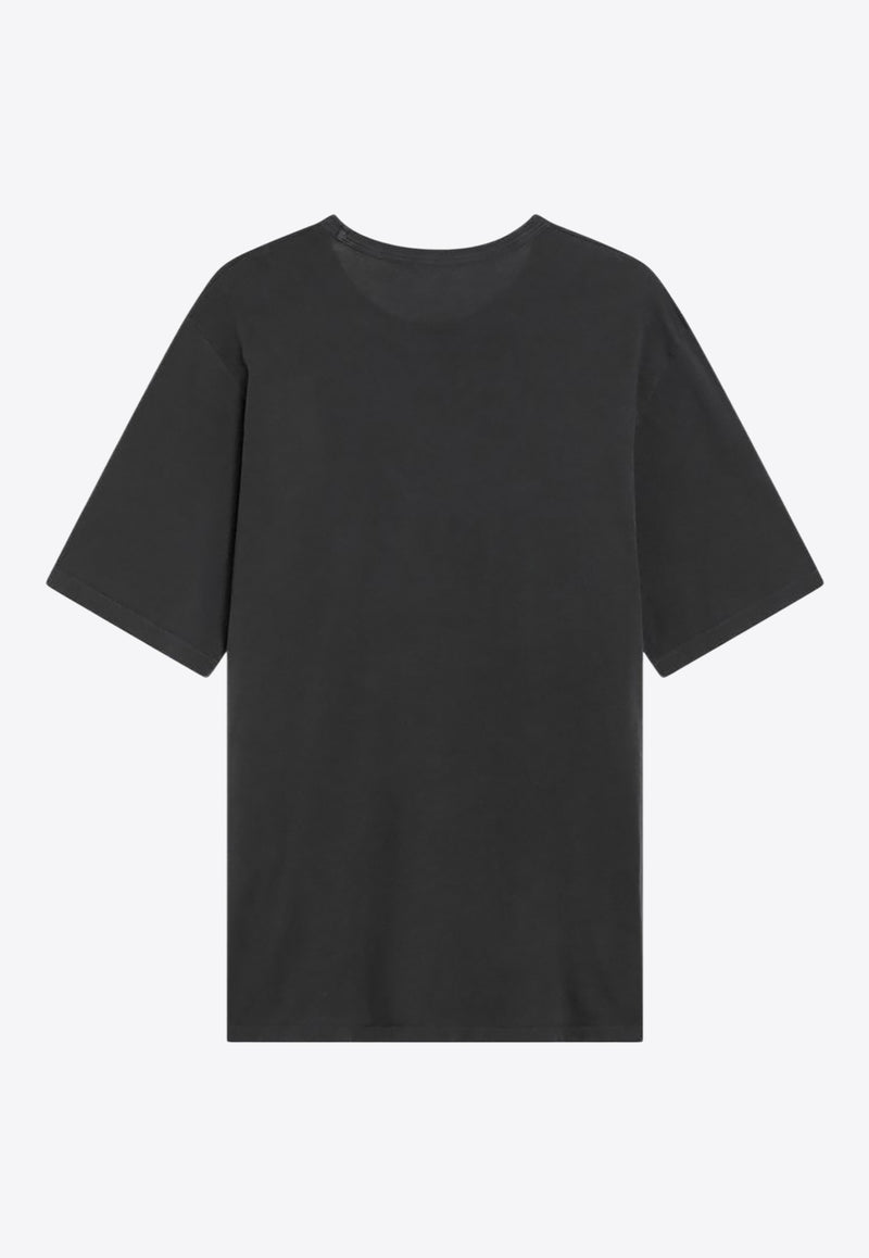 Saint Laurent Logo Embroidered Faded T-Shirt Black 818535YBHD2/R_YSL-1025