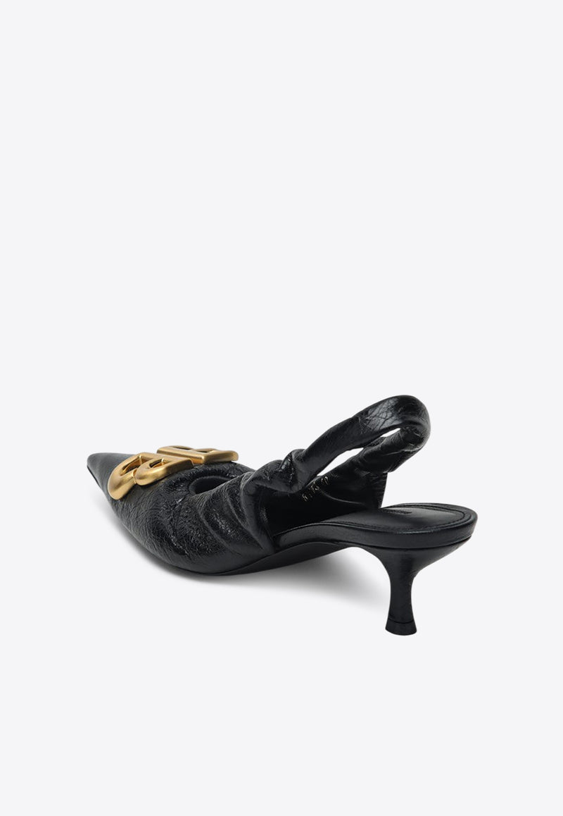 Balenciaga Monaco 50 BB Logo Slingback Pumps Black 818870WBD4T/Q_BALEN-1080