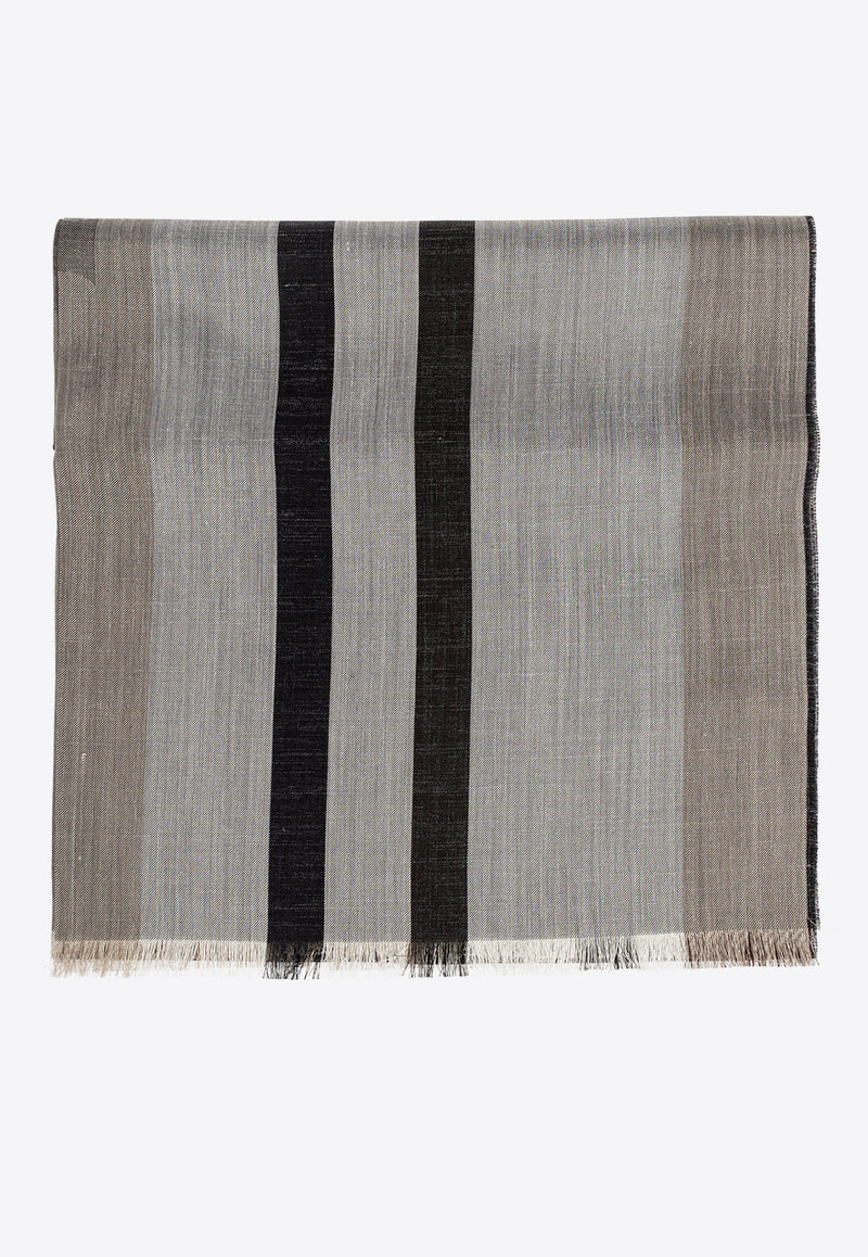 Ferragamo Logo Jacquard Striped Silk-Blend Scarf 520120 ST BIGLOGO 776137-STONE RED