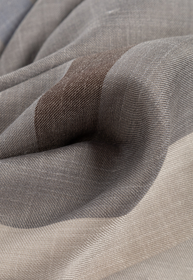 Ferragamo Logo Jacquard Striped Silk-Blend Scarf 520120 ST BIGLOGO 776136-MASCARPONE GREY