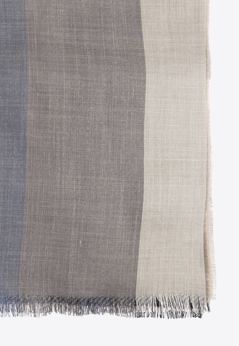 Ferragamo Logo Jacquard Striped Silk-Blend Scarf 520120 ST BIGLOGO 776136-MASCARPONE GREY