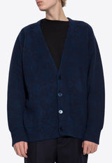 4G Jacquard V-neck Wool Cardigan