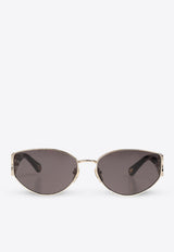 Chloé Marcie Round-Framed Sunglasses with Logo-Lettering Gray CH0260S 0-001