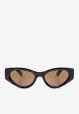 Chloé Marcie Oval-Framed Sunglasses with Logo-Lettering Brown CH0259S 0-002