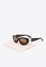 Chloé Marcie Oval-Framed Sunglasses with Logo-Lettering Brown CH0259S 0-002