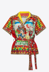 قميص قصير الأكمام من الحرير بنقشة كاريتو