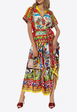 قميص قصير الأكمام من الحرير بنقشة كاريتو