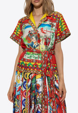 قميص قصير الأكمام من الحرير بنقشة كاريتو