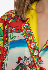 قميص قصير الأكمام من الحرير بنقشة كاريتو