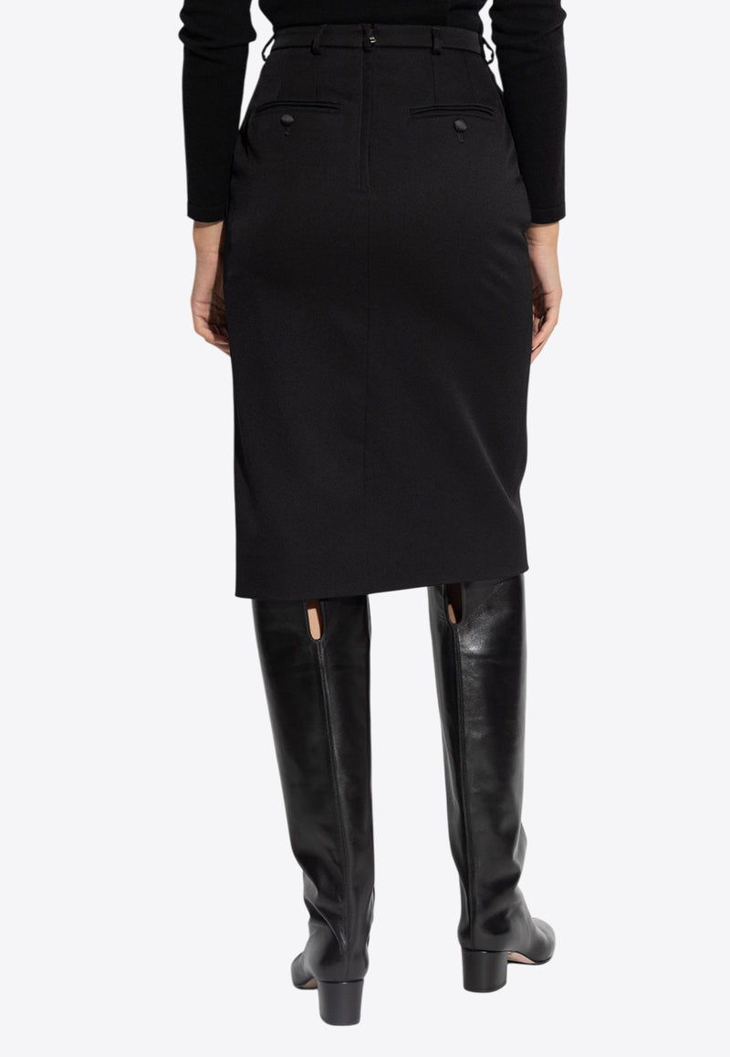 Dolce & Gabbana High-Rise Wool Skirt with Slit F4CXHT FU28J-N0000