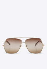 Chloé Aly Metal Square-Framed Sunglasses Brown CH0278S 0-001