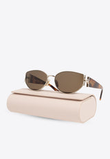 Chloé Marcie Round-Framed Sunglasses with Logo-Lettering Brown CH0260S 0-002