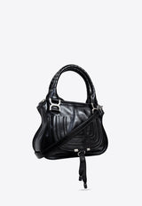 Chloé Small Marcie Leather Shoulder Bag Black CHC24AS628 N90-001