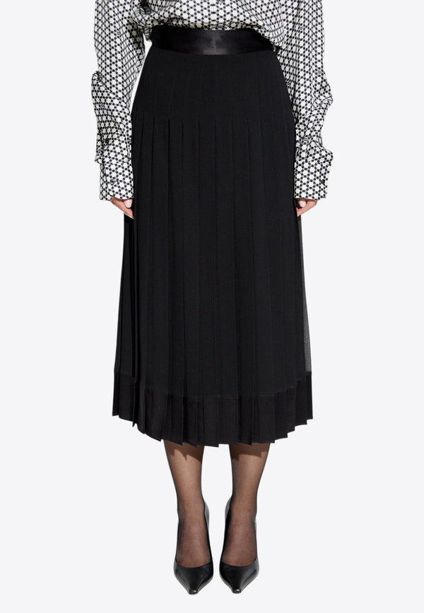 Dolce & Gabbana Pleated Silk Midi Skirt F4CW9T FU1AR-N0000