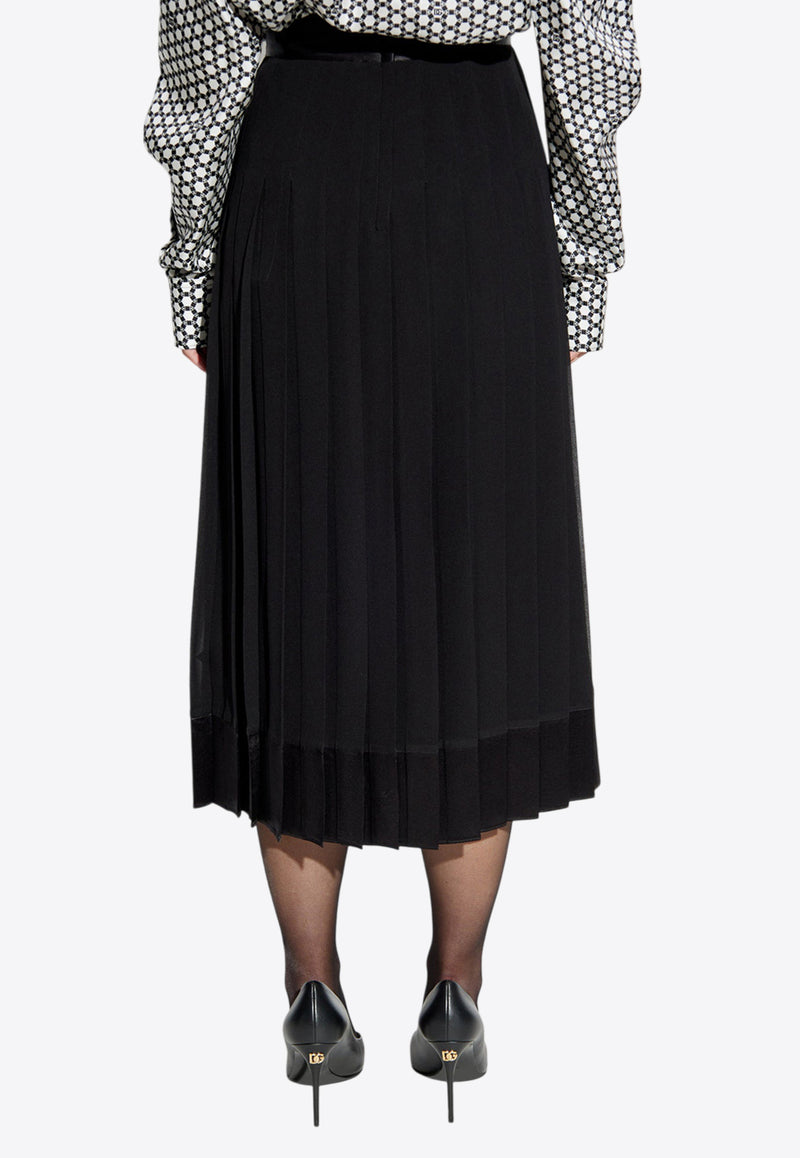 Dolce & Gabbana Pleated Silk Midi Skirt F4CW9T FU1AR-N0000