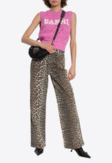 GANNI Izey Leopard Print Straight-Leg Jeans Brown J1527 6508-943