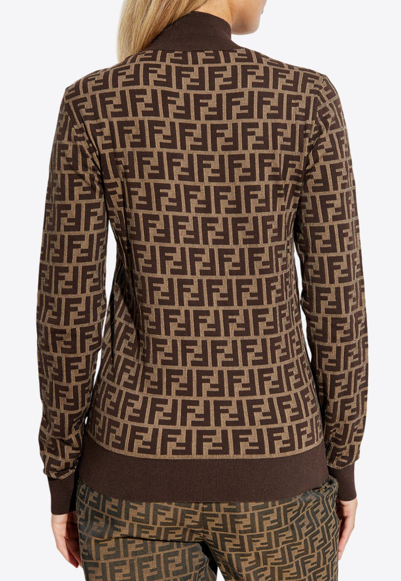 Fendi FF Jacquard Turtleneck Sweater Brown FZXC73 ASJT-F0GGE