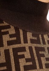 Fendi FF Jacquard Turtleneck Sweater Brown FZXC73 ASJT-F0GGE