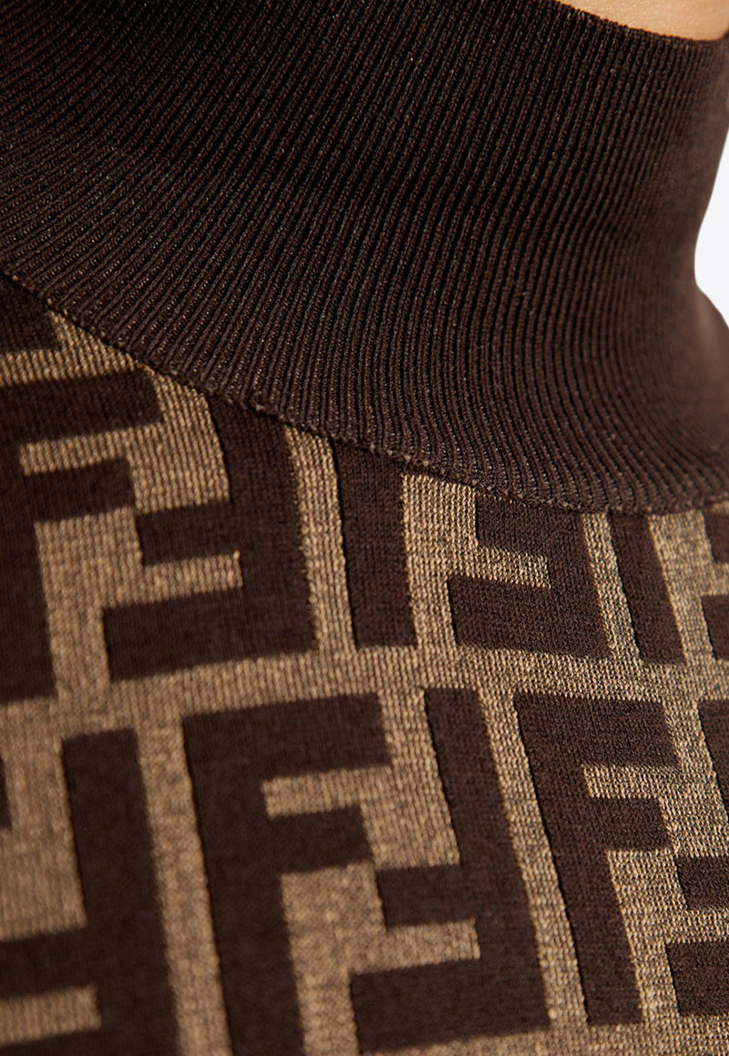 Fendi FF Jacquard Turtleneck Sweater Brown FZXC73 ASJT-F0GGE