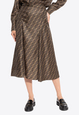 تنورة من الحرير بجاكار شعار الماركة بطول المنتصف الساق