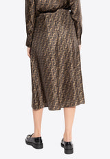 تنورة من الحرير بجاكار شعار الماركة بطول المنتصف الساق