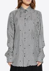 DG Logo Print Button-Up Silk Shirt