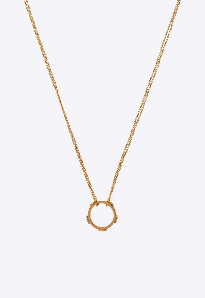 Tory Burch Miller Stud Circle Pendant Necklace 160172 0-720