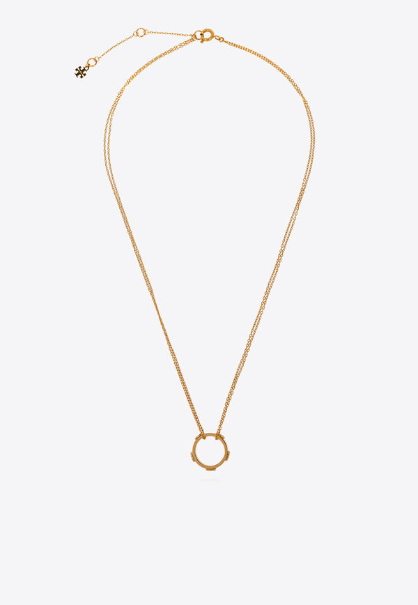 Tory Burch Miller Stud Circle Pendant Necklace 160172 0-720