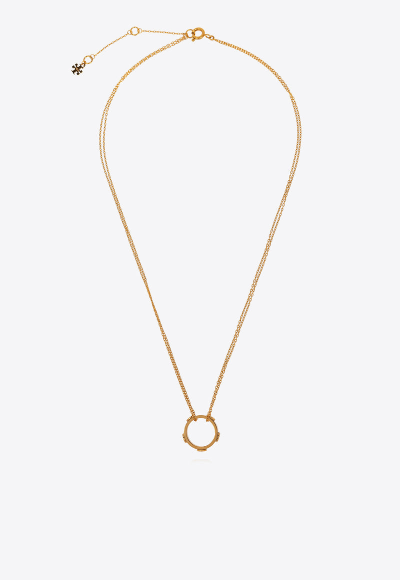 Tory Burch Miller Stud Circle Pendant Necklace 160172 0-720