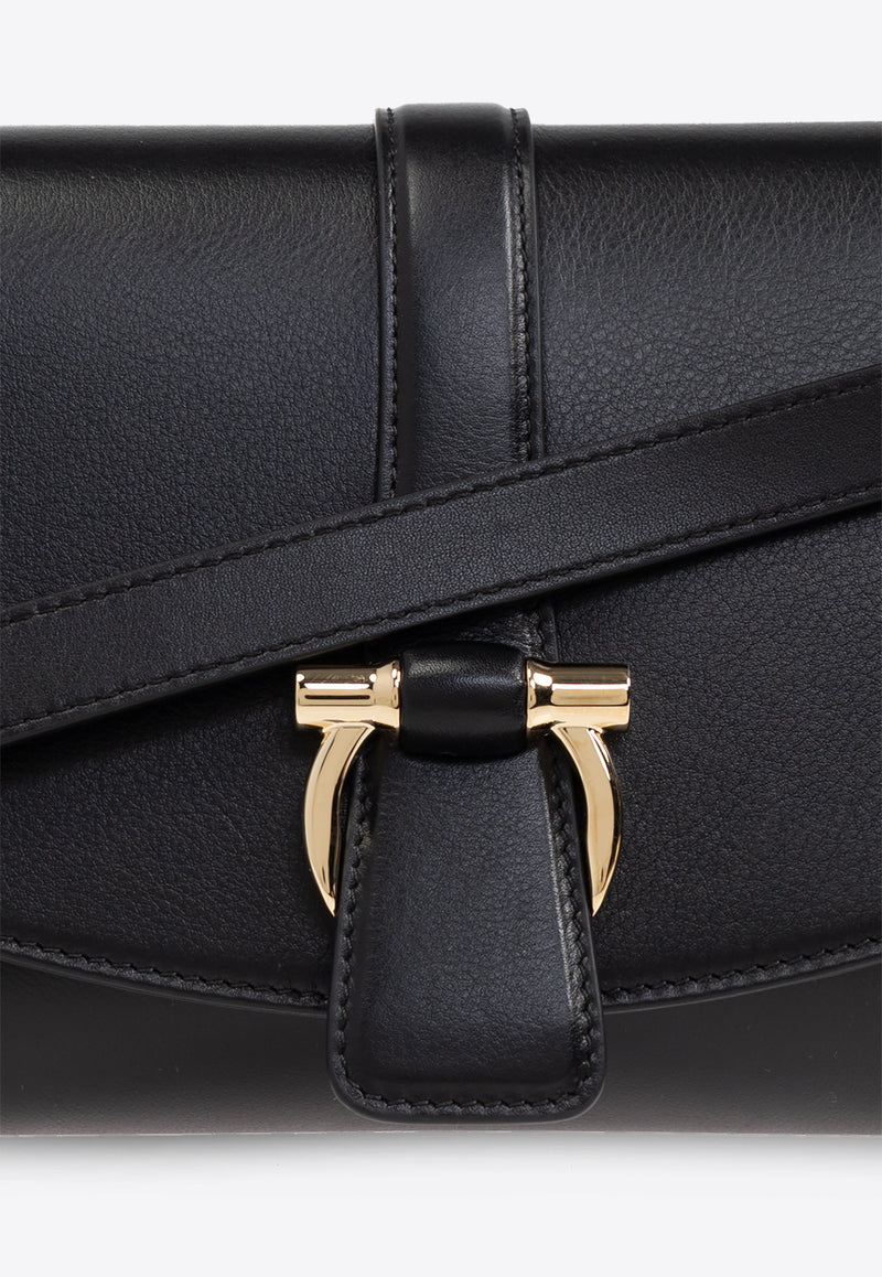 Ferragamo Small Front-Flap Leather Crossbody Bag 219794 FL M 777229-NERO