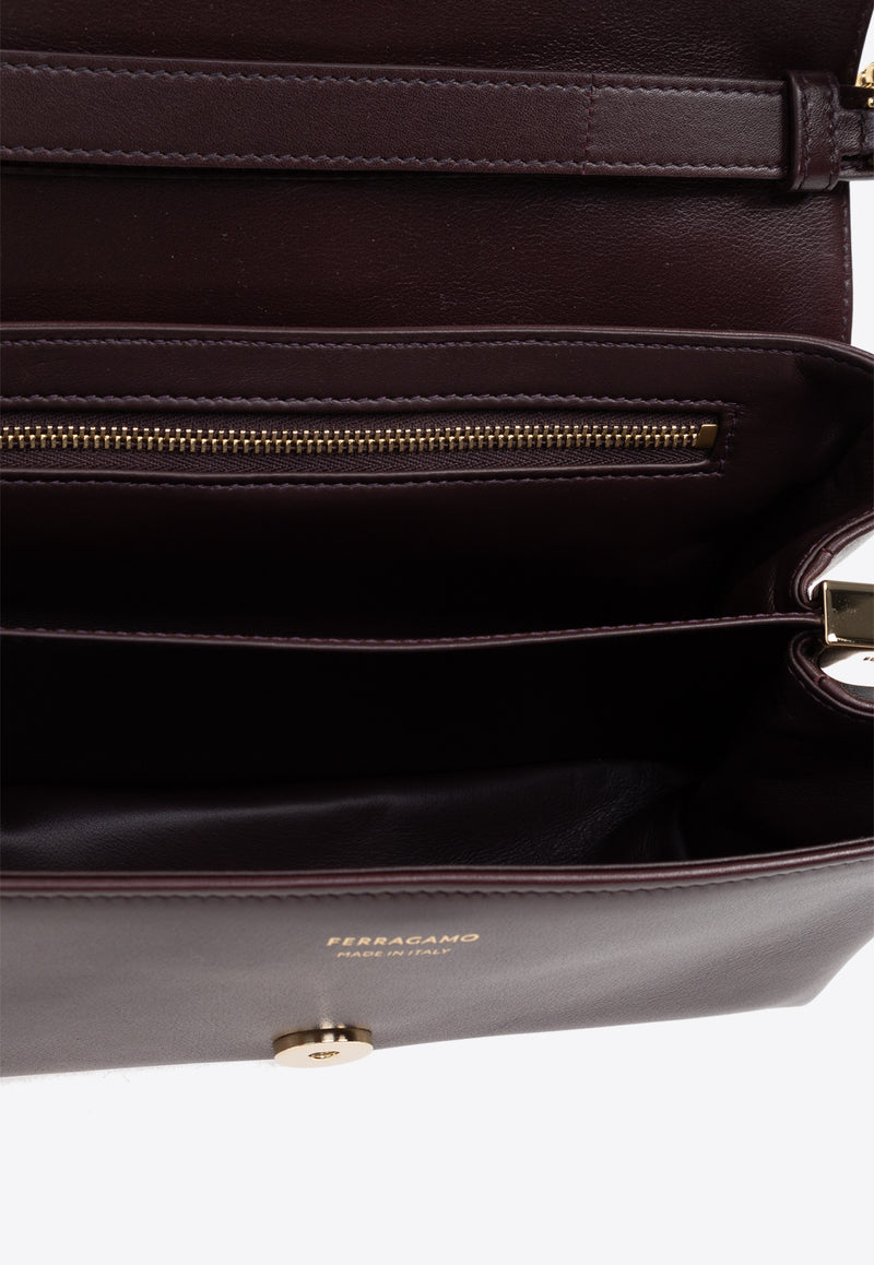 Ferragamo XS Front-Flap Leather Crossbody Bag 219795 FL S 777237-OXBLOOD