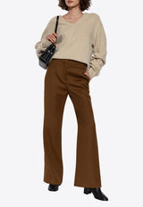 بنطال مُفصّل من الصوف بقَصة ساق واسعة