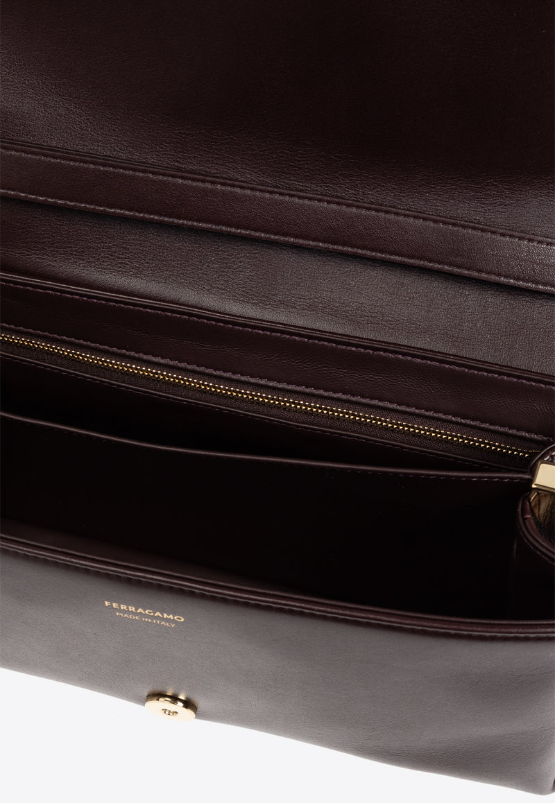 Ferragamo Small Front-Flap Leather Crossbody Bag 219794 FL M 777232-OXBLOOD