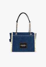 Medium Denim Chain Tote Bag