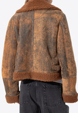 Alexander Mcqueen Aviator Shearling and Leather Short Jacket 808038 Q5AN2-2039