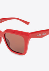 Alexander McQueen Logo Print Butterfly Sunglasses Brown 809919 J0749-6313