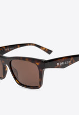 Alexander McQueen Rectangular-Frame Logo Sunglasses Brown 810708 J0749-2305