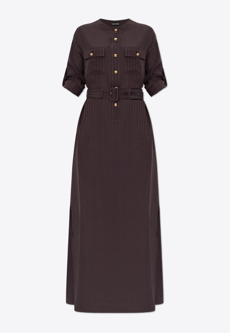 Tom Ford Whitney Striped Silk Maxi Shirt Dress AB3427 FAX1311-KB922