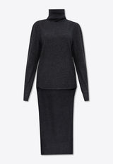 كنزة من الكشمير بياقة عالية بذيل