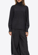 كنزة من الكشمير بياقة عالية بذيل