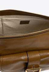 Shiny Leather Buckled Shoulder Bag