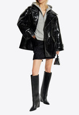 Double-Breasted Croc-Embossed Leather Coat