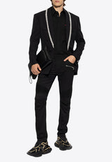 Balmain Pants with stitching on the legs Black DH0PM060 WB01-0PA