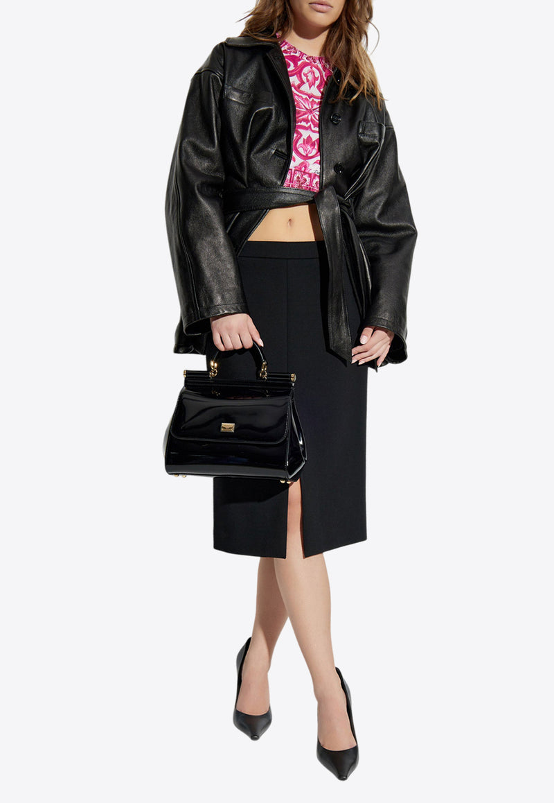 Dolce & Gabbana Majolica Print Cropped Silk Top FXL36T JAHJO-S9000