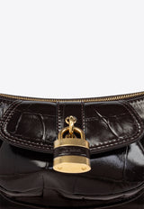 حقيبة كتف 99 من الجلد بنقشة جلد التمساح